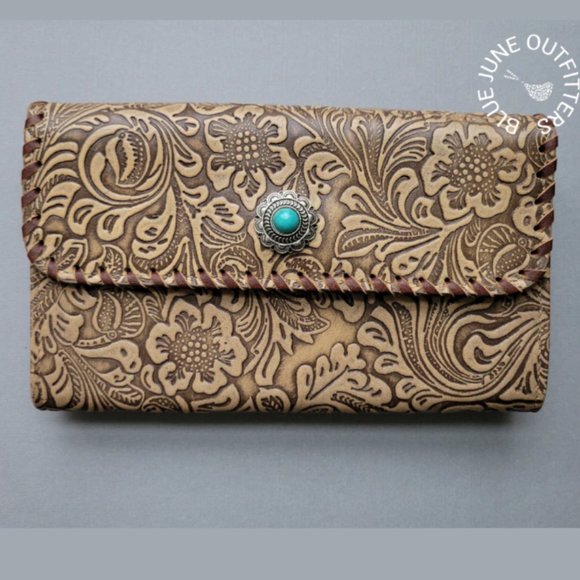 Hand Tooled Leather Wallet by Myra Bag - Picture 1 of 6